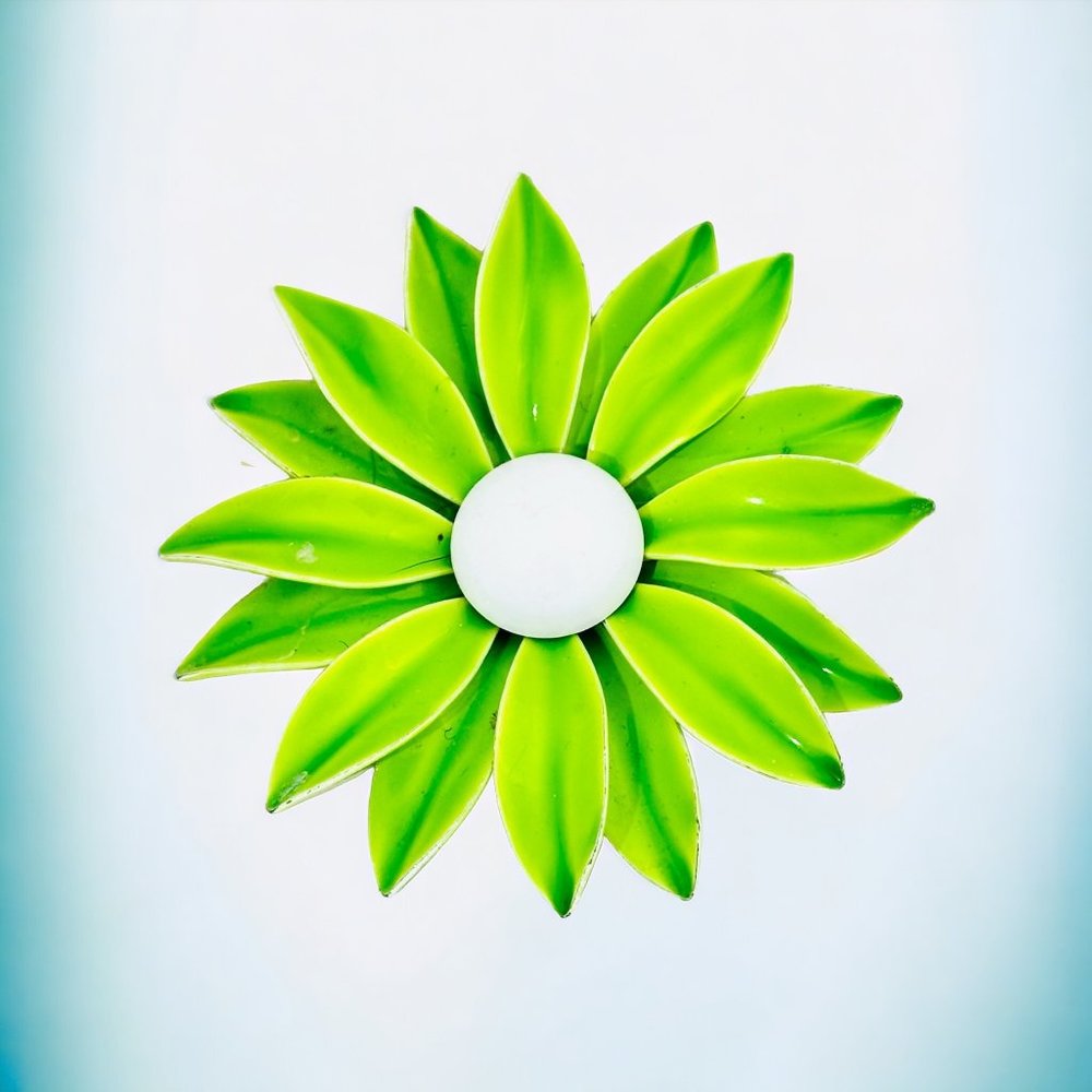 Vintage Emmons Large Green Flower Brooch
